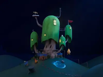 Treehouse Stylized 3D Model Inspired by Adventure Time 3D model