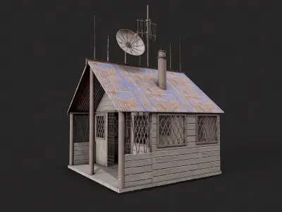Post Apo Building House Shelter Police Station Collection Low-poly 3D model