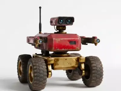 Stylized Crimson Scout Rover 3D Model Low-poly 3D model