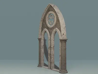 Window Set gothic arch Low-poly 3D model