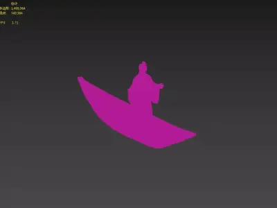 Chinese scene with light boat scholar 3D model purchase