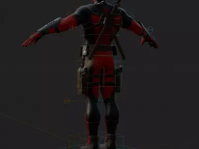 Deadpool 3D Model Rigged PBR Blender FBX OBJ Low-poly 3D model