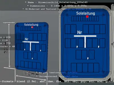 SoleleitungHinweisschild Soleleitung 200x140mm Low-poly 3D model