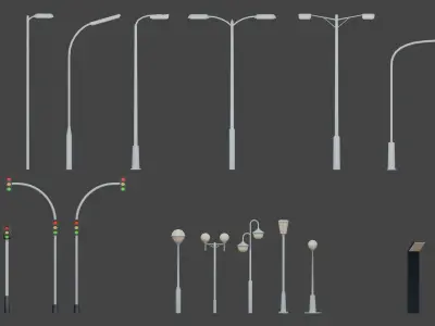 Street Lamps Low-poly 3D model