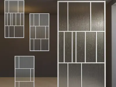 Glass partition door Set 29 Low-poly 3D model