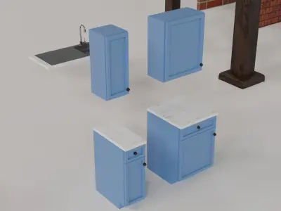 Modular house kit Low-poly 3D model
