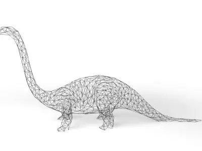 Bronchosaurus Wireframe Low-poly 3D model