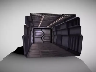 Tile-able Sci-Fi Corridor Low-poly 3D model