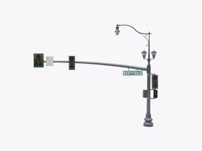 Street Light With Traffic Light 05 Low-poly 3D model