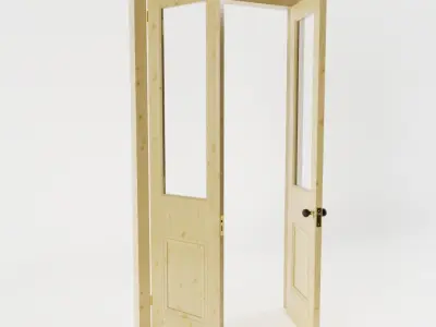 French Glass Double Doors 3D model