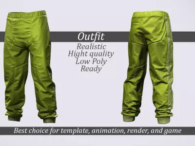 Futuristic Green Pants - Game-Ready 3D Clothing Low-poly 3D model