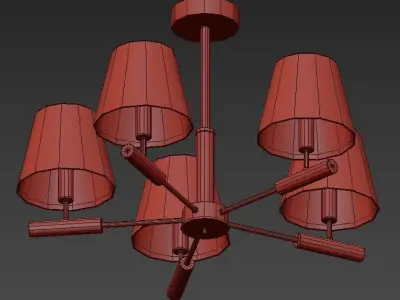 SIMEN five light chandelier in brass with shades 3D model