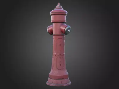 Street Red Fire Hydrant Low-poly 3D model