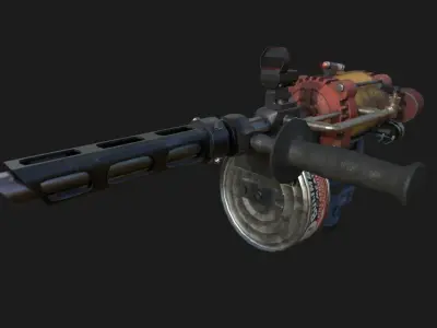 Postapocalyptic Machine Gun Low-poly 3D model