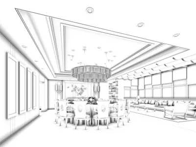 Business Restaurant - Coffee - Banquet  65 3D model