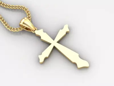 Light Gold 18K Cross Pendant 1CP099 3D print model