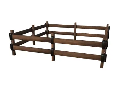 Wooden Fence LD3D0001 Low-poly 3D model