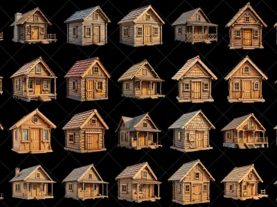 134 Transparent Wooden House Game Asset Texture
