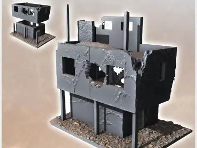 Ruined flat-roofed desert building with wooden pillars 21 - Cany 3D print model