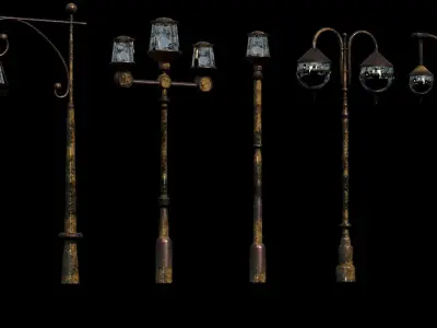 street lamp medieval Low-poly 3D model