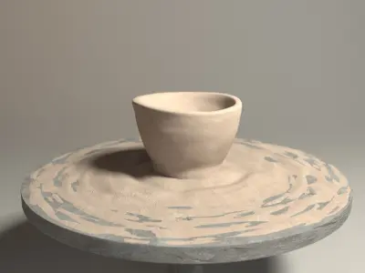 Flan porcelain clay bowl formed animation 3D model