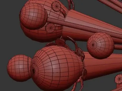 IMPULSE modern chandelier with gold and crystals 3D model