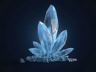 Crystal Rock  Low-poly 3D model