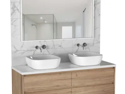 Bathroom furniture Vanity Cabinet with washbasins 3D model
