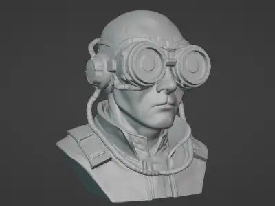 Cyberpunk Tactical Goggles Bust 3D print model