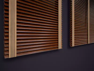 Vintage Wooden Blinds Low-poly 3D model