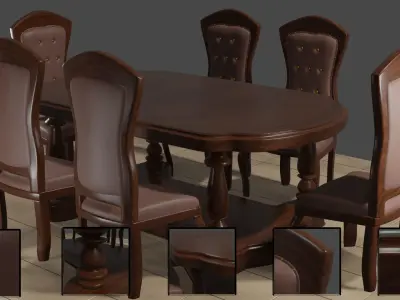 Dining Table - Indonesian teak wood Free 3D model