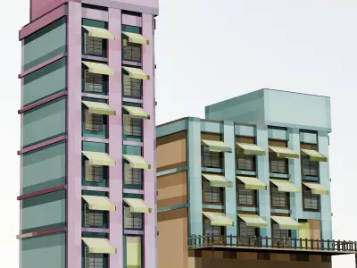 Low Poly Buildings and Houses Pack Low-poly 3D model