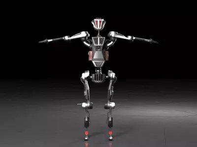 Low poly stylized rigged robot Low-poly 3D model