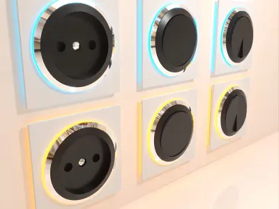 Light Switches and Power Outlets  white Low-poly 3D model