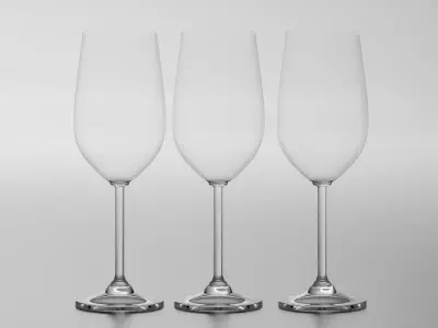 Elegant Wine Glass Trio Low-poly 3D model