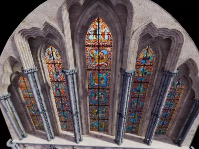 Gothic Nave High Altar Stained Glass - ONLY  Low-poly 3D model