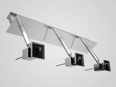 Triple Halogen Ceiling Lamp 17 3D model