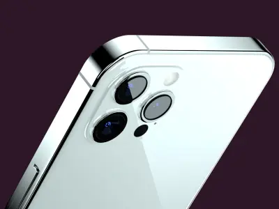 iPhone 13 Pro Max Silver Pro Scene Low-poly 3D model