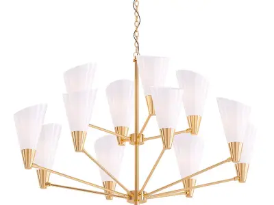 AX611 chandelier with brass and shades 3D model