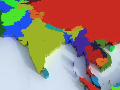 World Map Low-poly 3D model