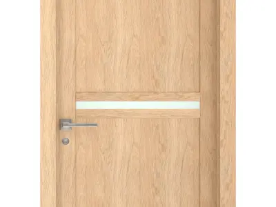 Door-059 wooden door with glass panels 3D model