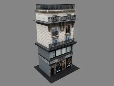 Typical Parisian Apartment Building 02 Low-poly 3D model