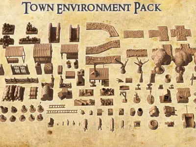 Town Environment Pack Tabletop Terrain 28 MM 3D print model