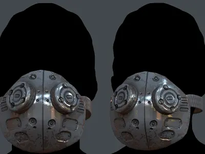 Gas mask helmet 3d model scifi Low-poly  Low-poly 3D model