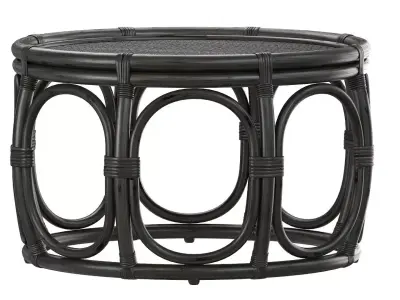 Black Round Wicker rattan bamboo table 3D model