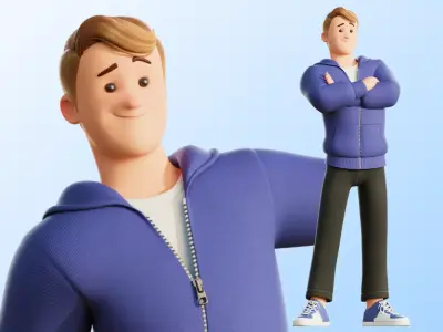 Cartoon Man Rigged Low-poly 3D model