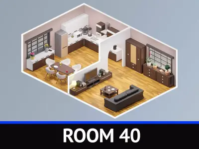 Room 40 Low-poly 3D model