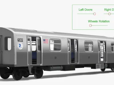  MTA Subway Rolling Stock R160 Two Car Formation Silver Rigged 