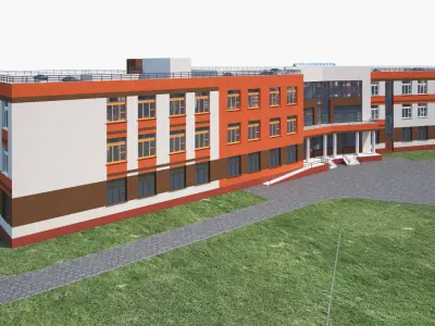 School and landscape 3D model