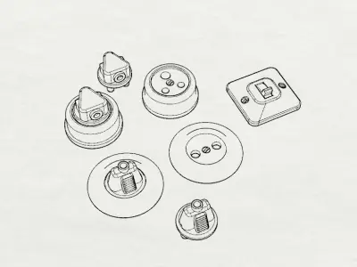 Dolls House Light Switch and Wall Plug Sockets 1930s Mid-Century 3D print model